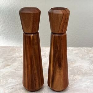 Wooden Acacia Spice Mill Salt & Pepper Shakers Tall 11” Grinder set